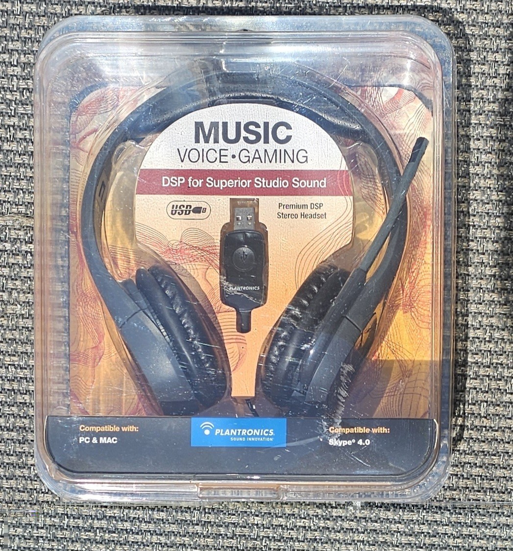 Plantronics Audio 655 USB Stereo Headset DSP Black Headband Clear HD Sound New