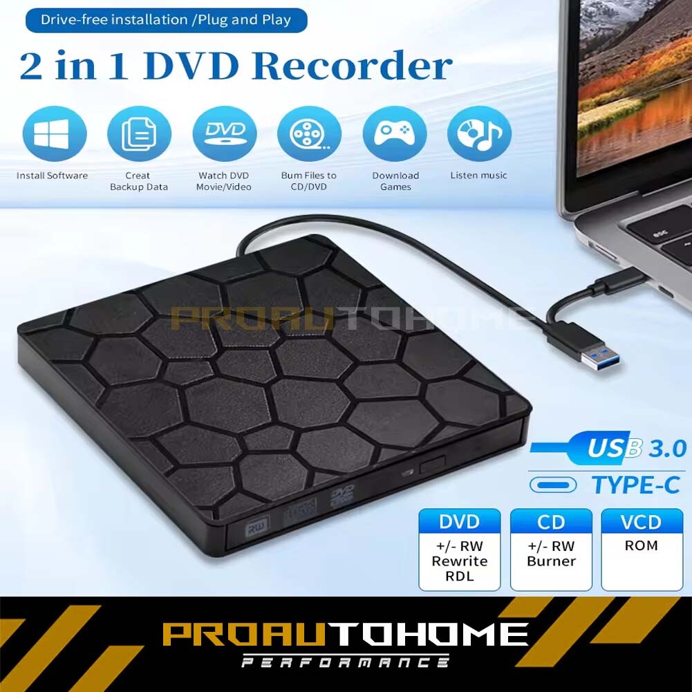 👍Slim External CD DVD Drive USB 3.0 Disc Player Burner Writer For Laptop PC Mac