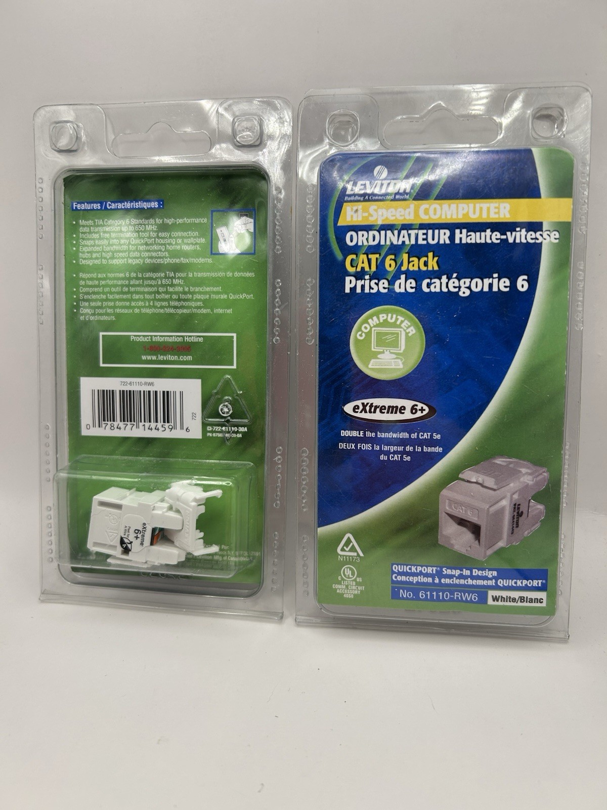 Leviton 61110-RW6 Extreme Cat 6 QuickPort Jack White 2 Pack