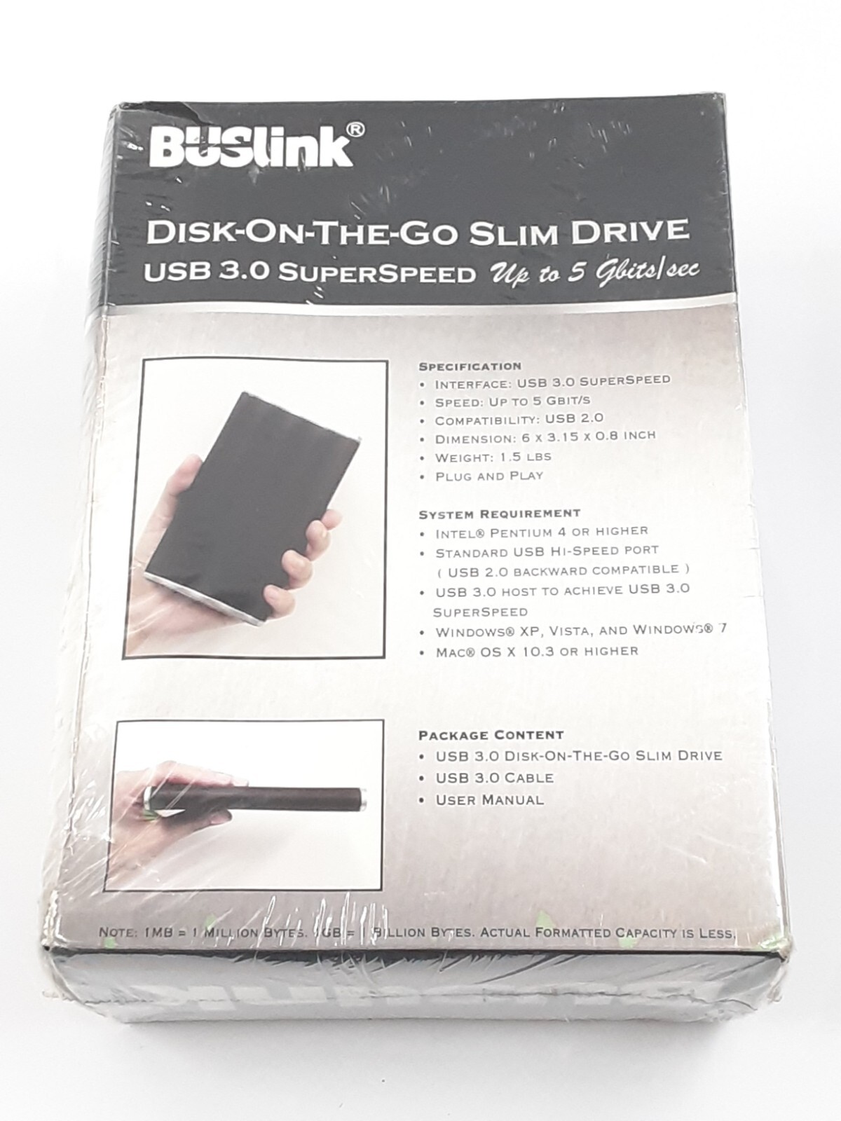 BUSlink Disk-On-The-Go Slim Drive USB 3.0 Superspeed 640GB DL-640-U3