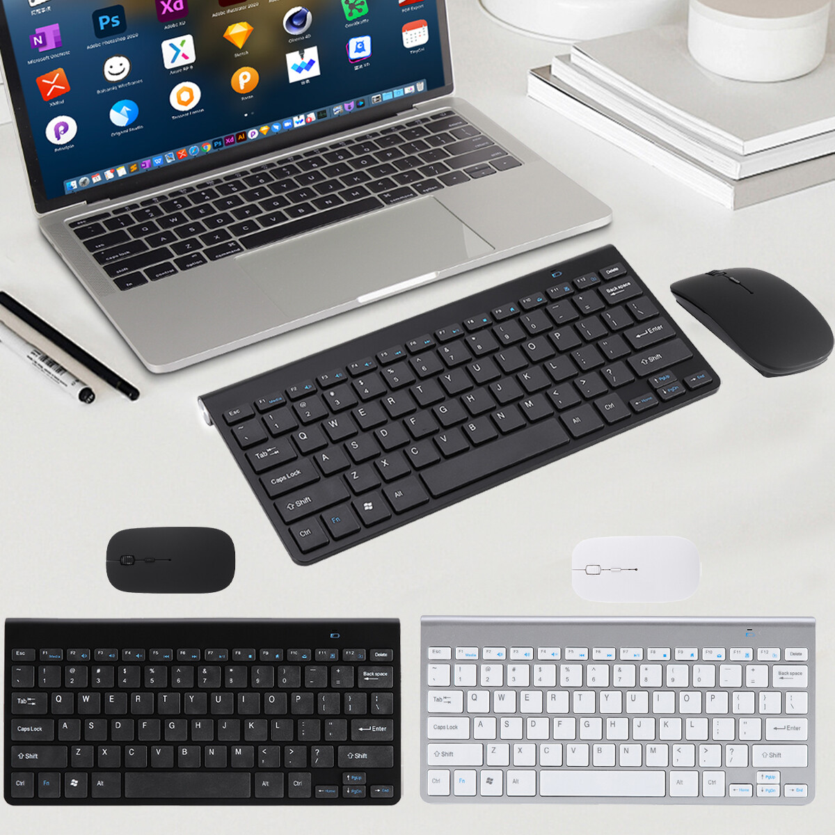 Wireless Keyboard And Mouse Combo Set 2.4G For PC Laptop Computer Full Size Slim