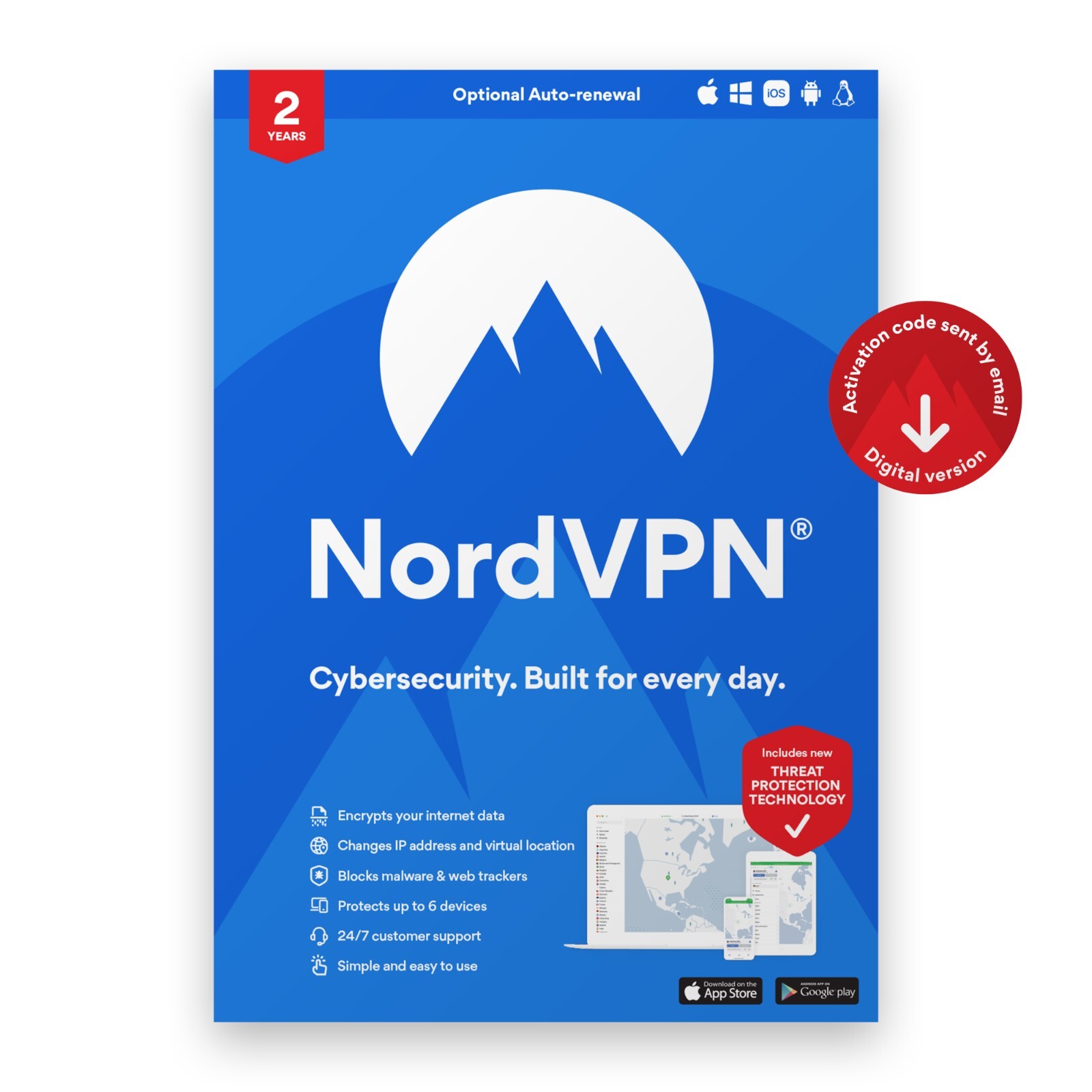 NordVPN Standard – 2-Year VPN & Cybersecurity Software for 6 Devices