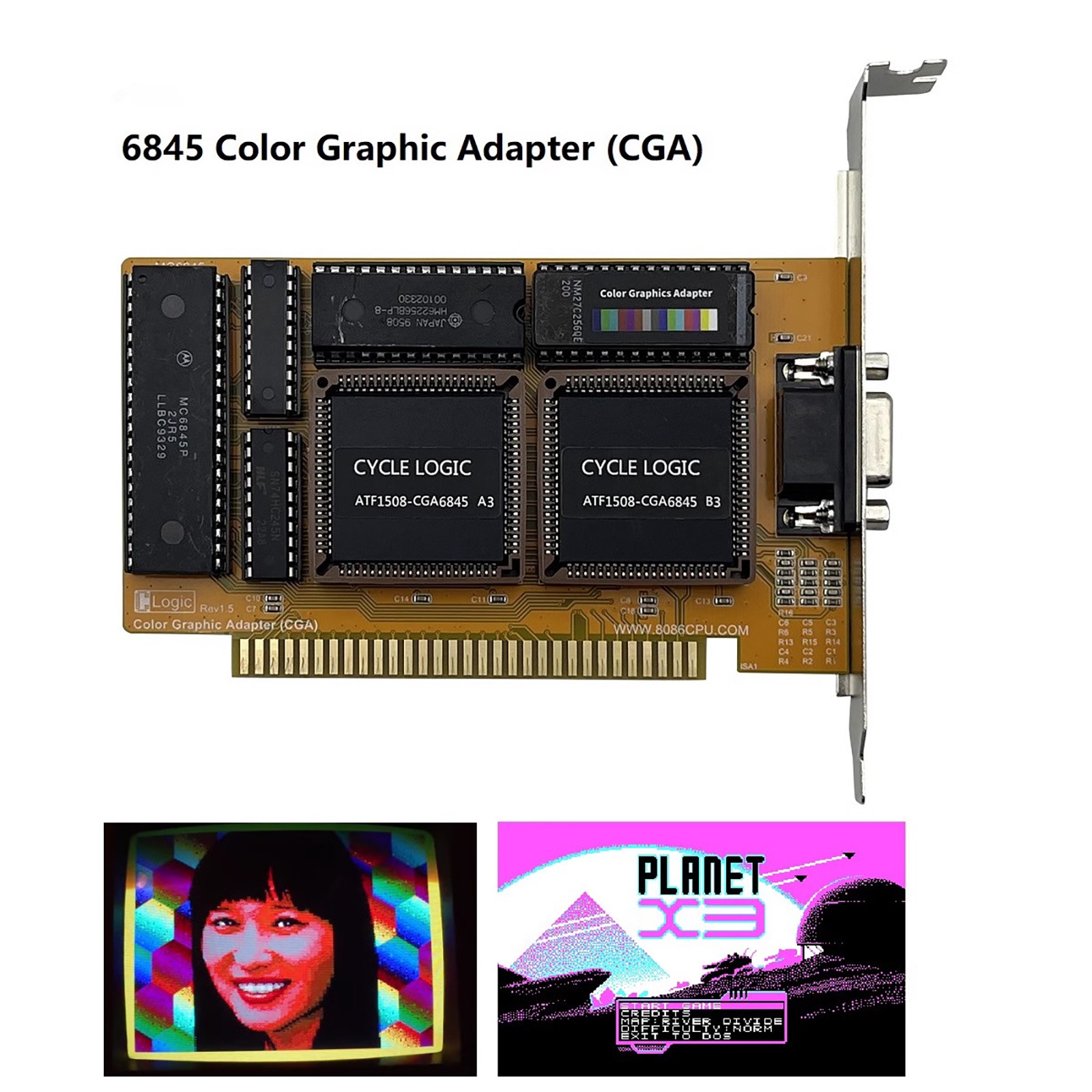 New ISA CGA 6845 Color Graphics Vintage Card Computer Accessories For IBM PC