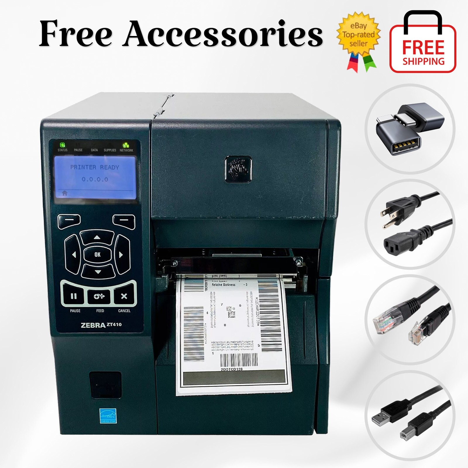 Zebra ZT410 Thermal Transfer Label Printer BT LAN USB Serial 300 dpi 🔥 USB-C