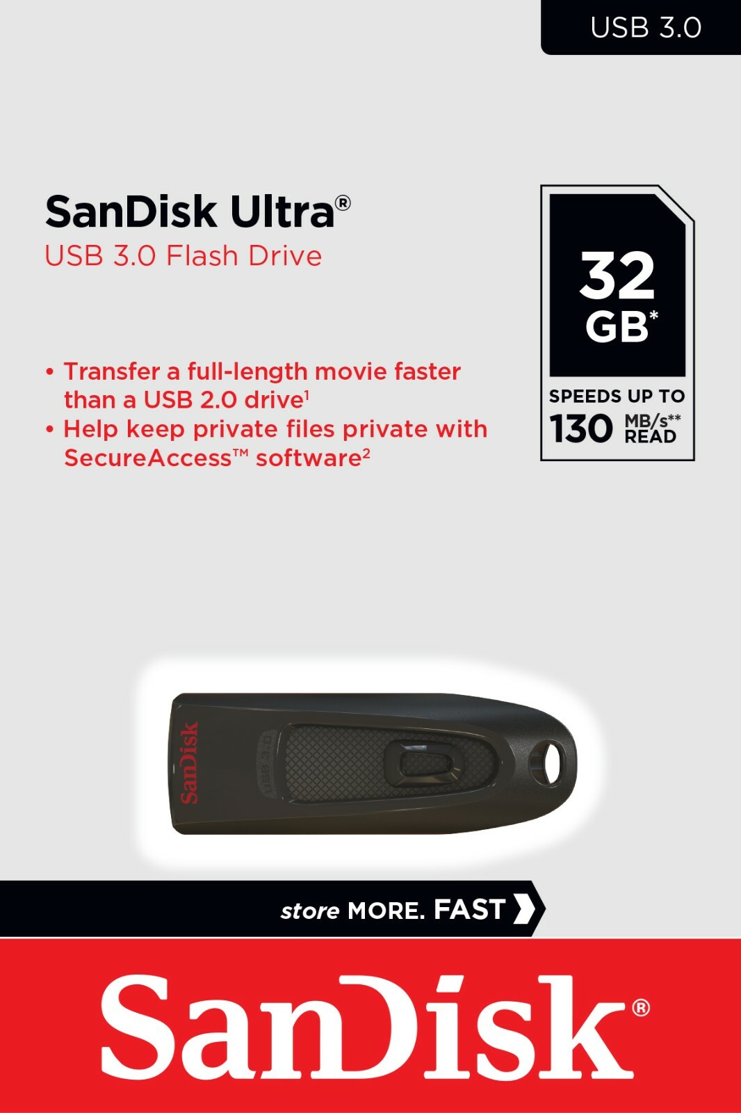 10 Pack SanDisk 32GB Cruzer Ultra 130MB/s USB 3.0 Flash Drive SDCZ48-032G Retail
