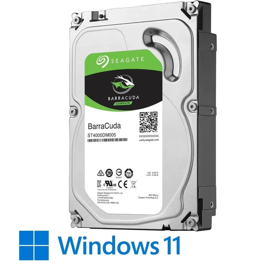 Desktop Hard Drive HDD 2TB SATA 3.5″ With Windows 11 Pro 64bit Installed Genuine