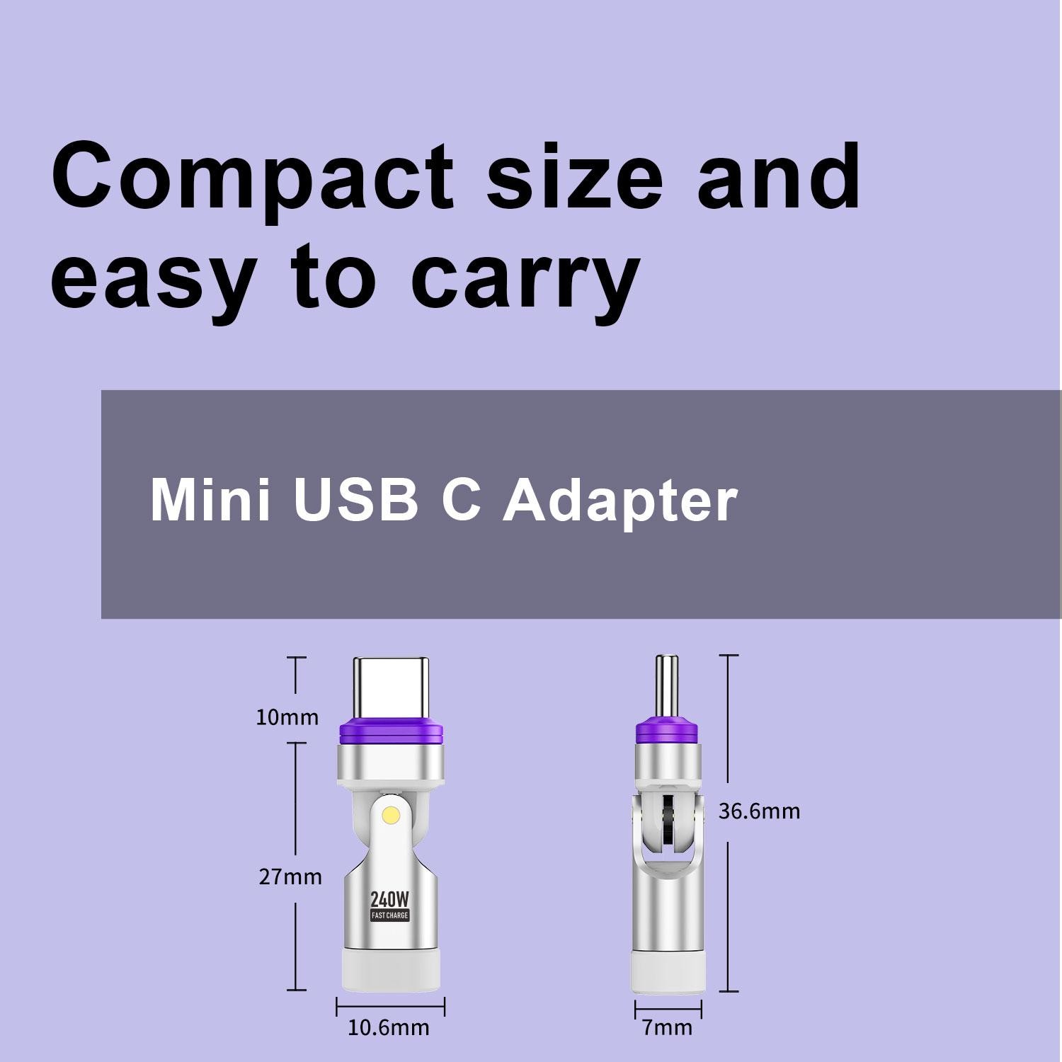 Fast Charging Type-c Converter Uslion 240w Magnetic Usb-c Adapter 180° Rotation¢