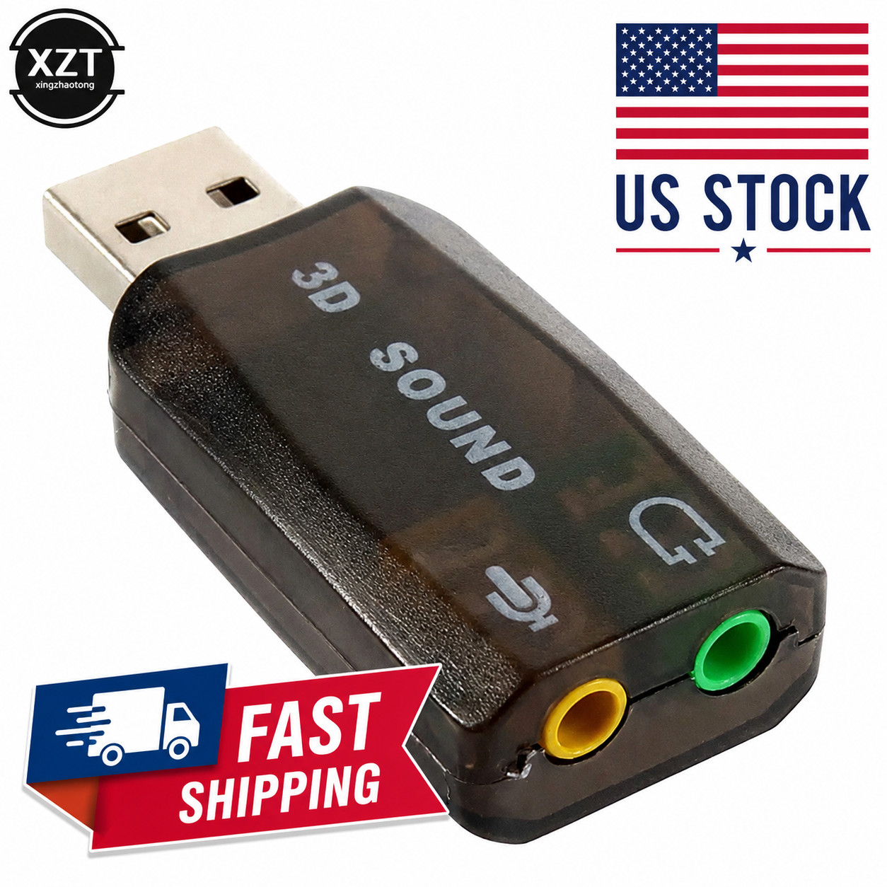 USB 2.0 Sound Card External 5.1 Channel 3D Mic Speaker Virtual Audio PC Adapter