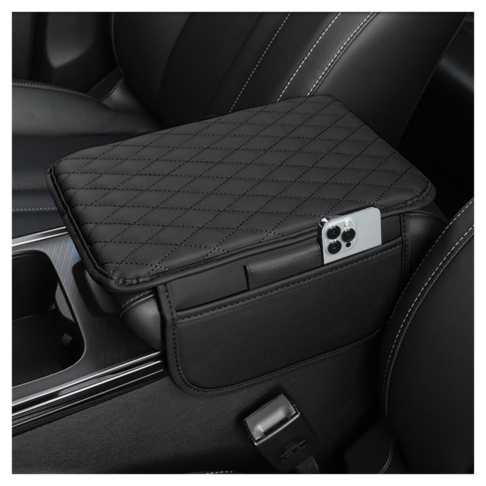 Upgraded Car Center Console Cover,Microfiber 12.13*7.80*0.79 inch, Black