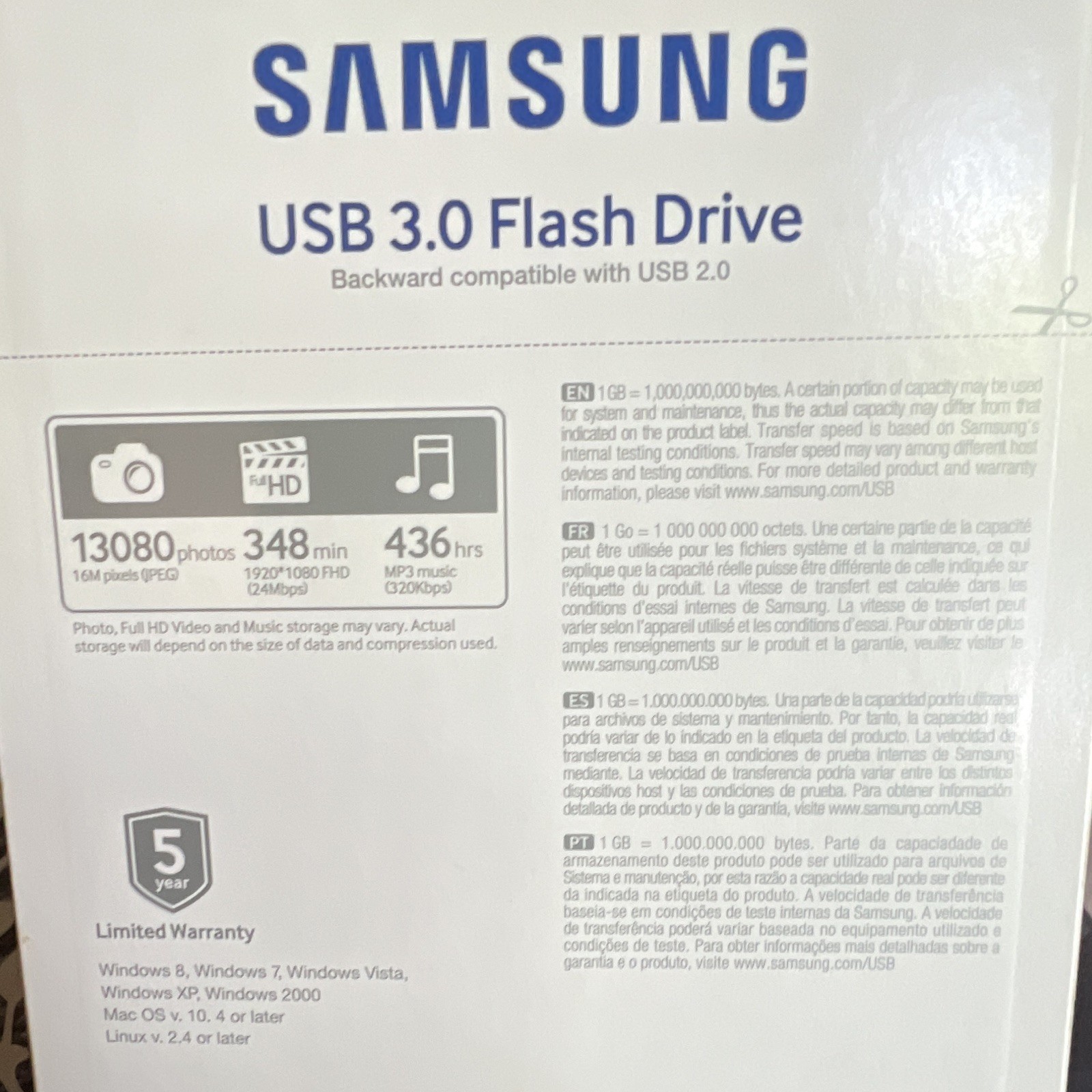 Samsung MUF-64BA 64GB USB 3.0 USB-A Flash Drive Silver Waterproof 130MB/s