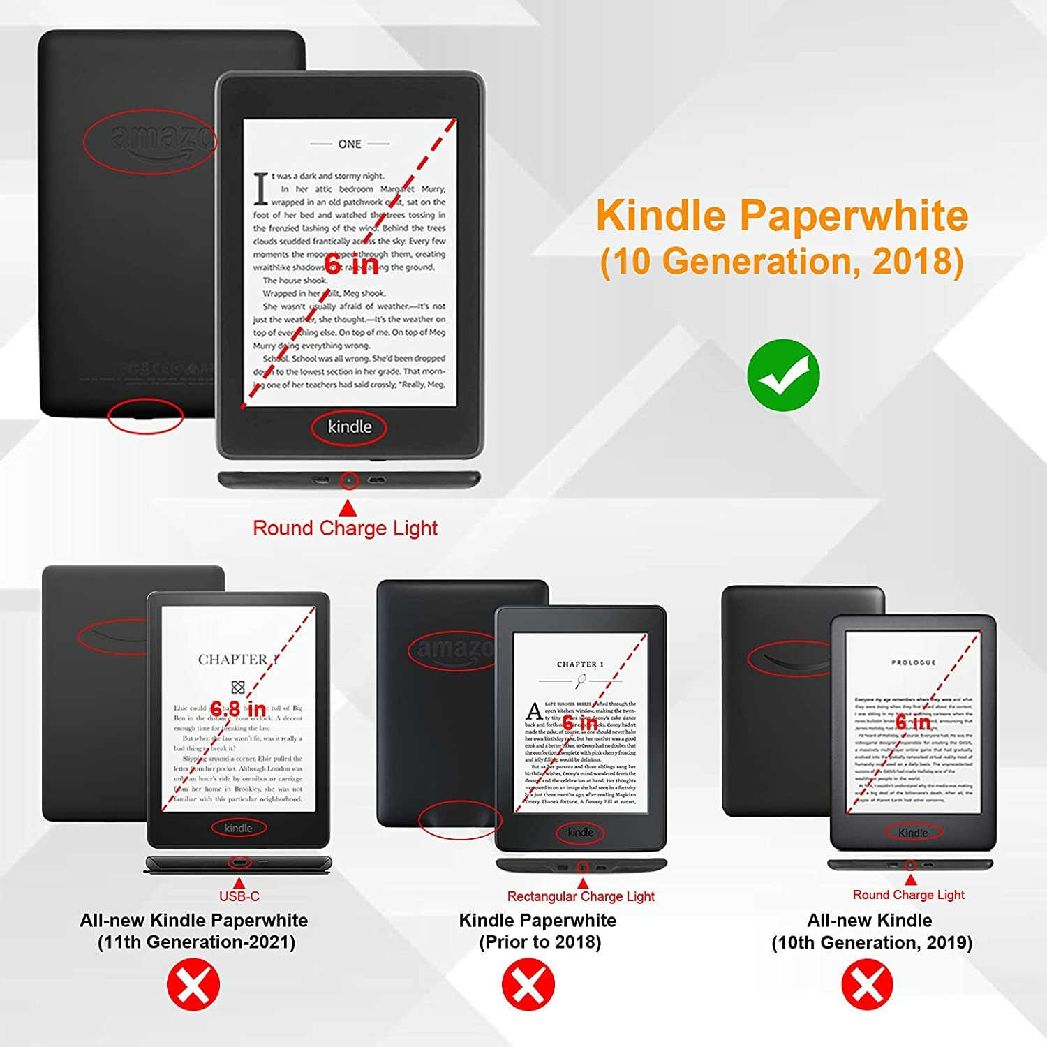 Slimshell Case for For Amazon Kindle Paperwhite 2018 10th Generation Smart Cover