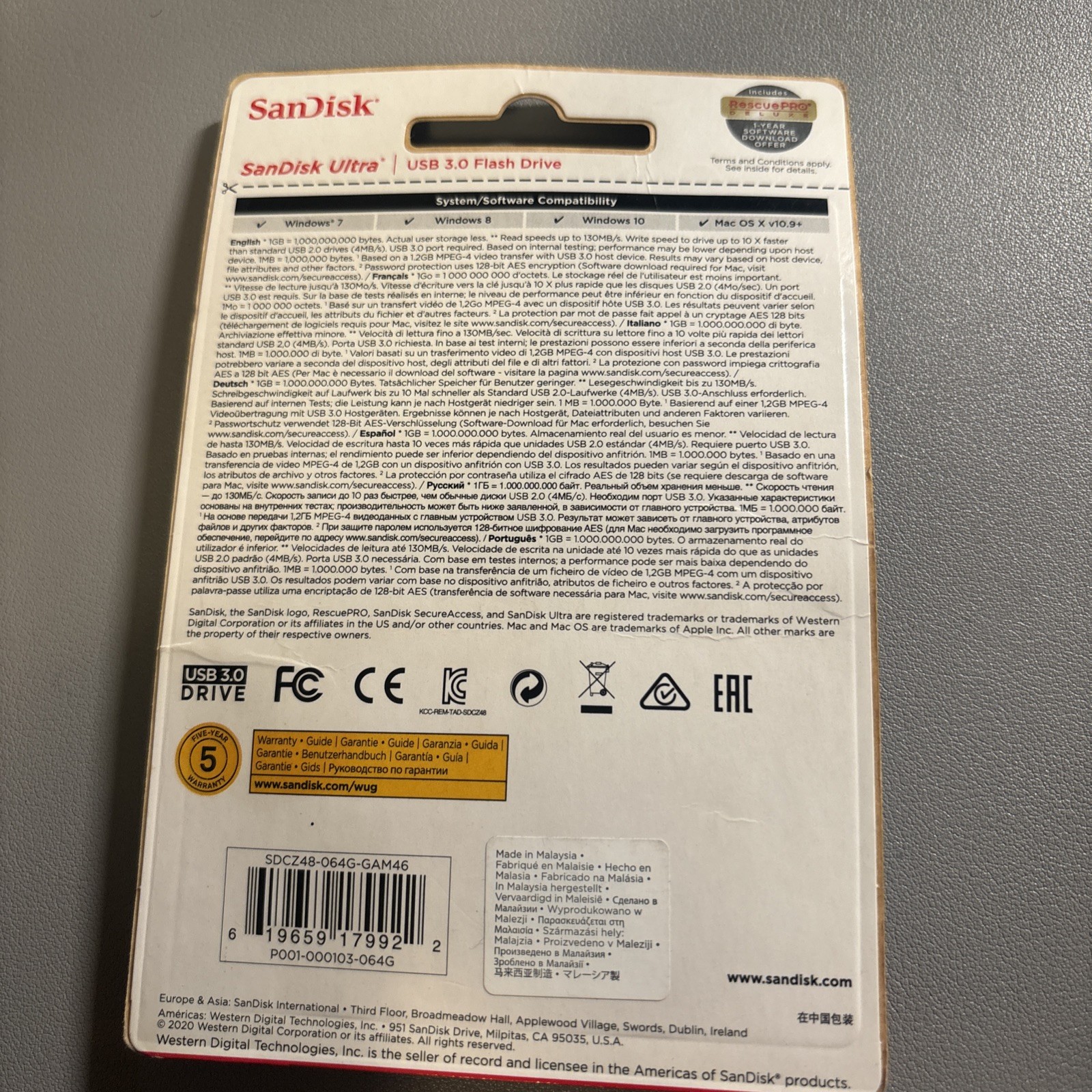 SanDisk 64GB Ultra USB 3.0 Flash Drive New Sealed 130 Mb/s