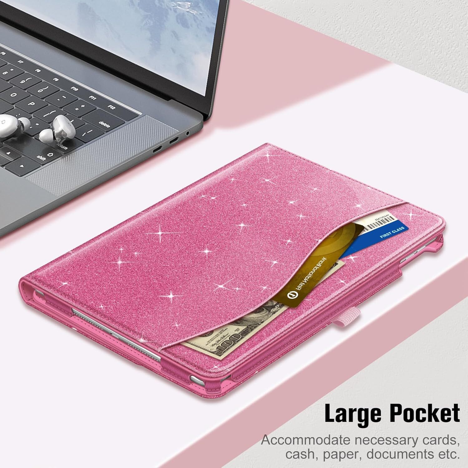 For iPad 9th Gen 2021 Multi-Angle Case Stand Cover with Pocket & Pencil Holder