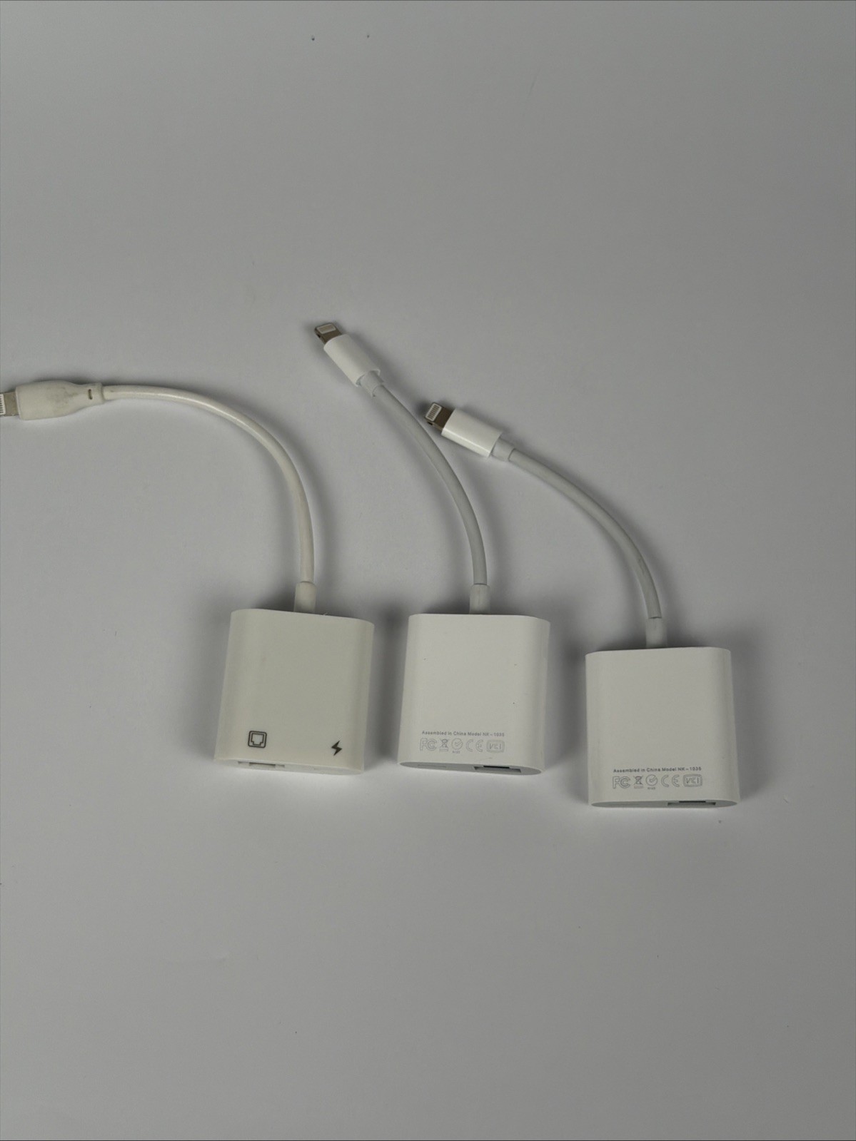 Lot of 3 Generic Lightning to Ethernet Adapters for iPhone iPad Used