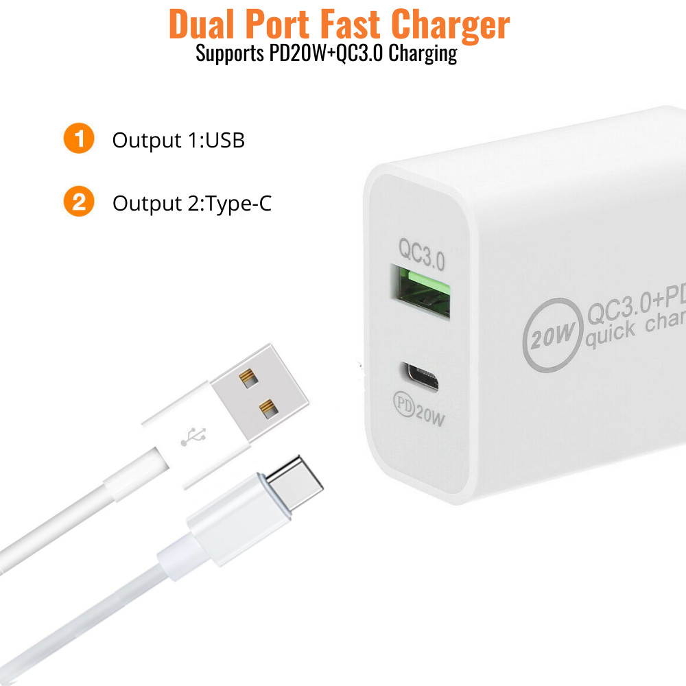 Fast Wall Charger Block For iPhone 13 12 11 8 7 SE XR iPad USB 20W Power Adapter