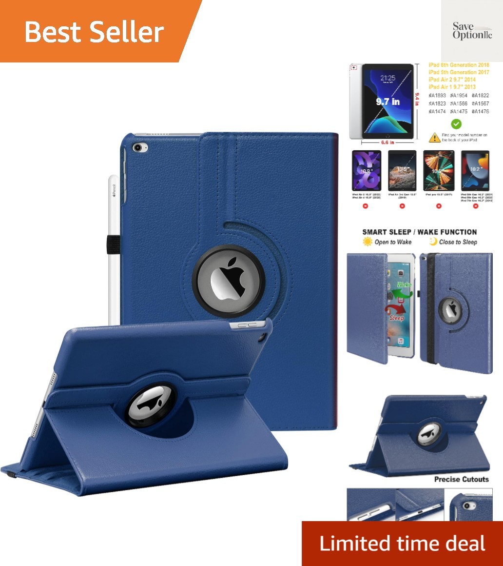 Case Fit 9.7” 2018 / 2017 / Air 2 / Air – 360 Rotating Case Cover for 9.7” …