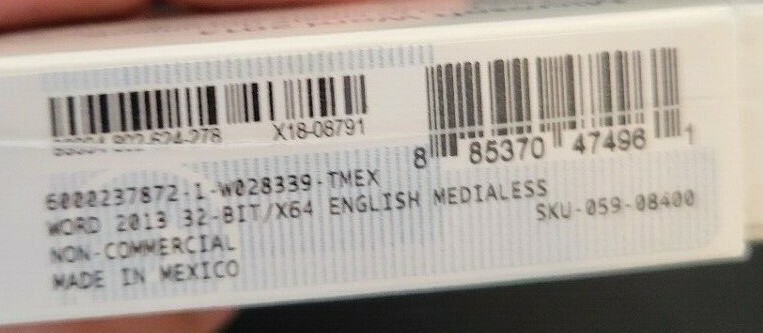 Microsoft Word 2013 Key Card