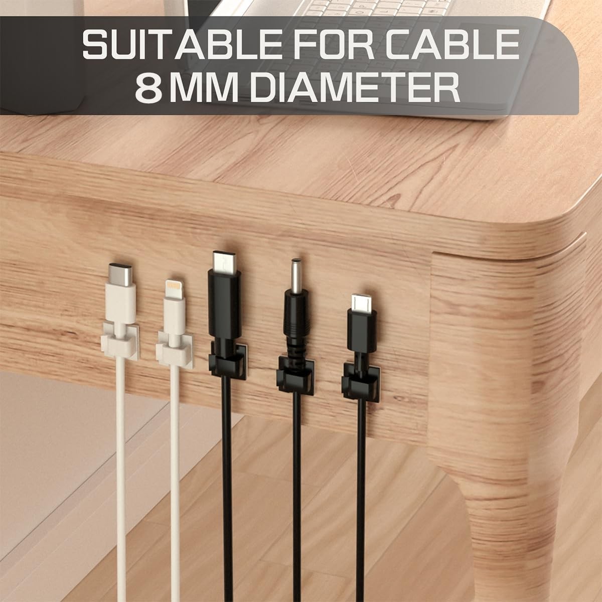 Multi-Purpose Adhesive Cable Holders – Black, 100PCS