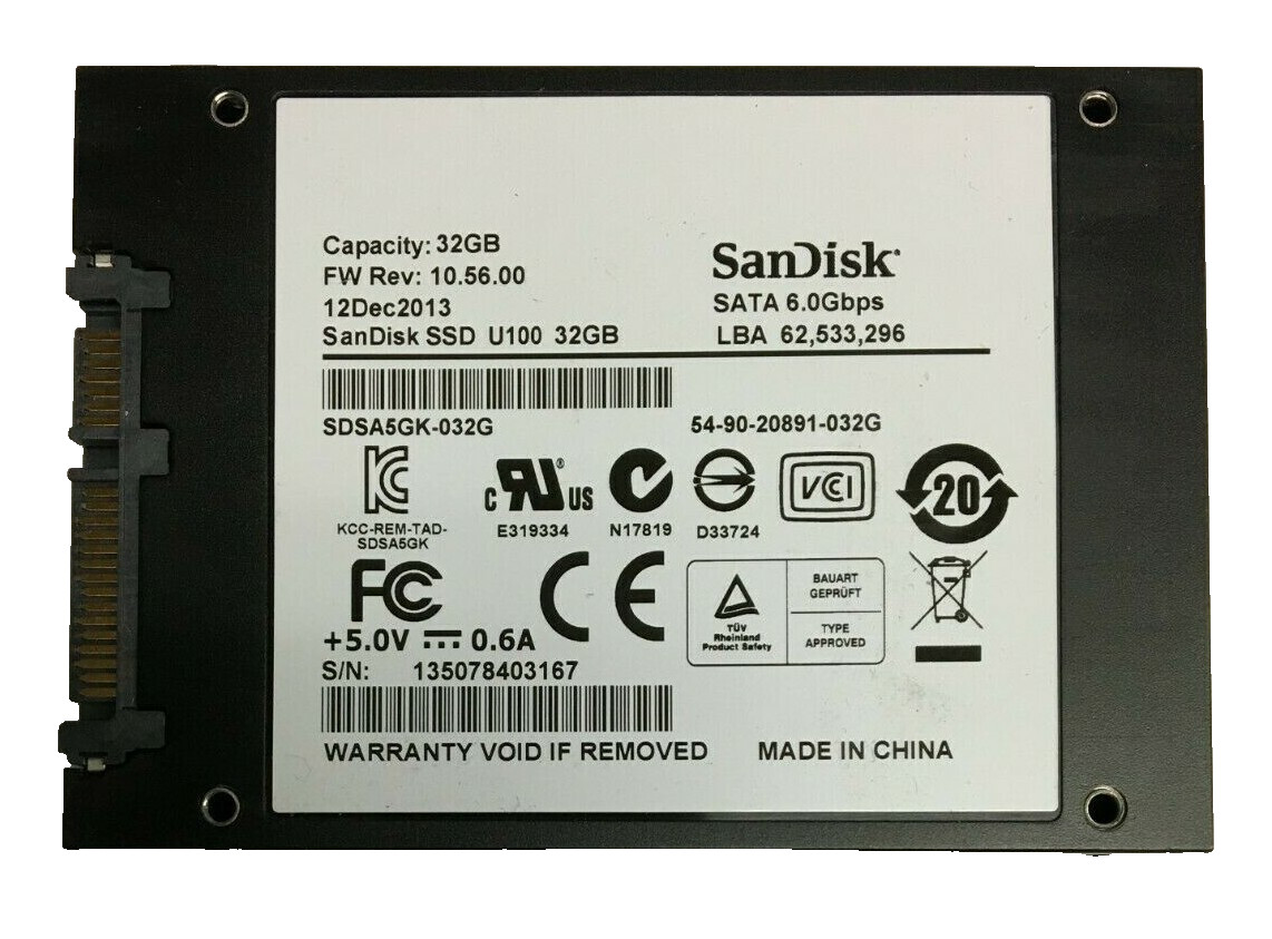 32GB or 40GB SATA 2.5″ Internal Desktop Laptop SSD Solid State Drive