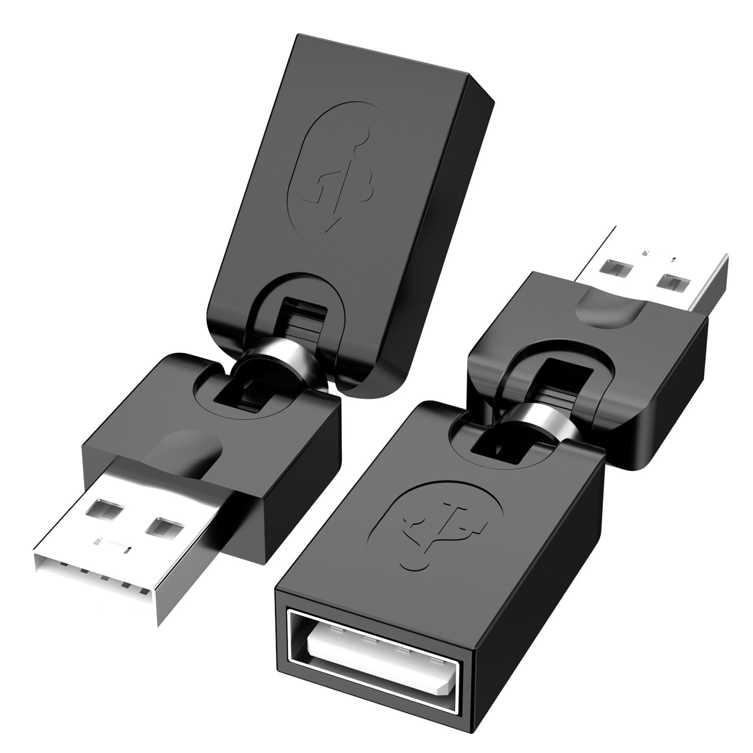 2 Pack Swivel USB 2.0 Adapter Rotatable Type A Male to Female 360° Rotation