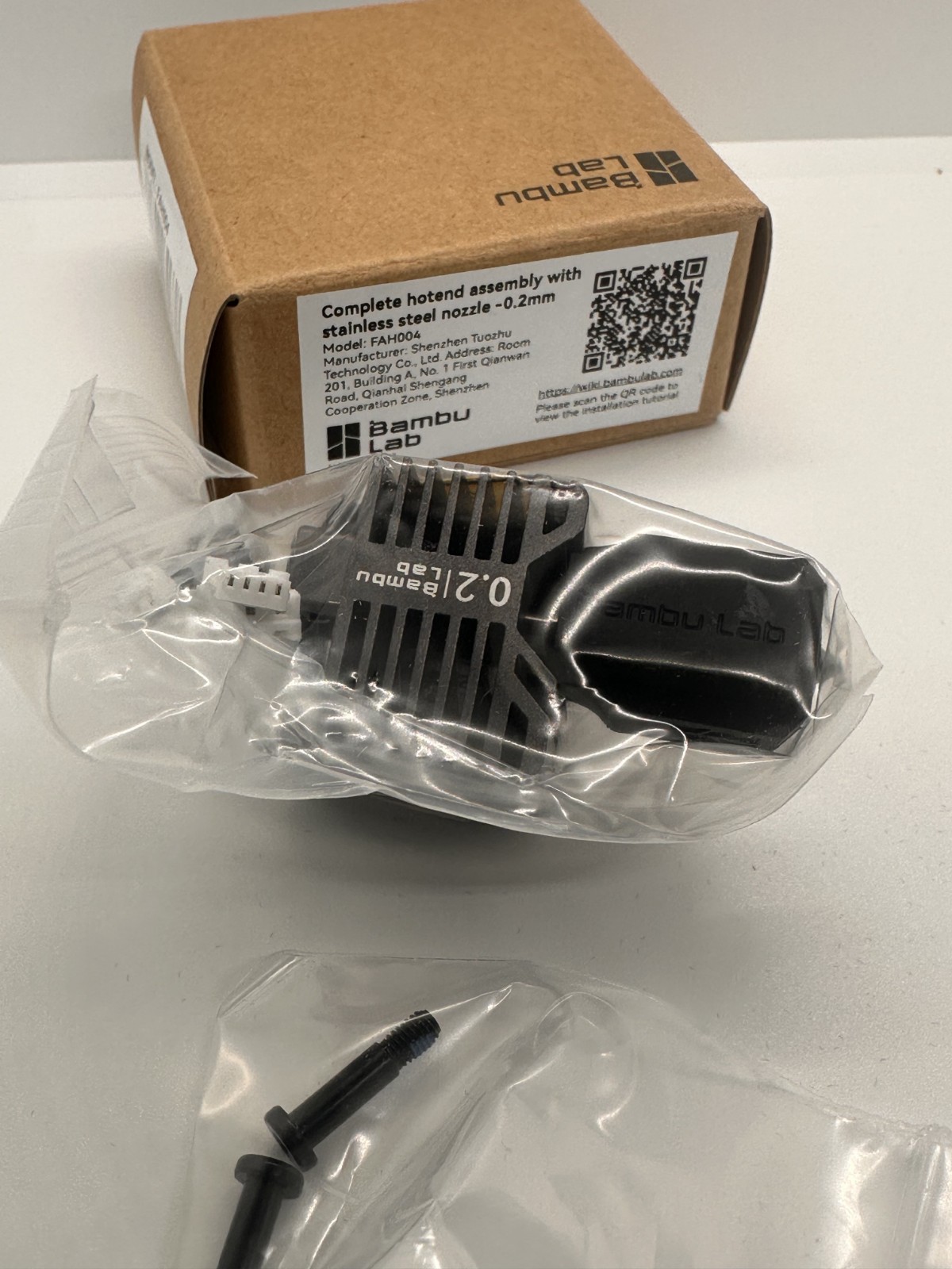 Complete Hotend Assembly w/ stainless Steel Nozzle – 0.2mm for X1C Free Shipping