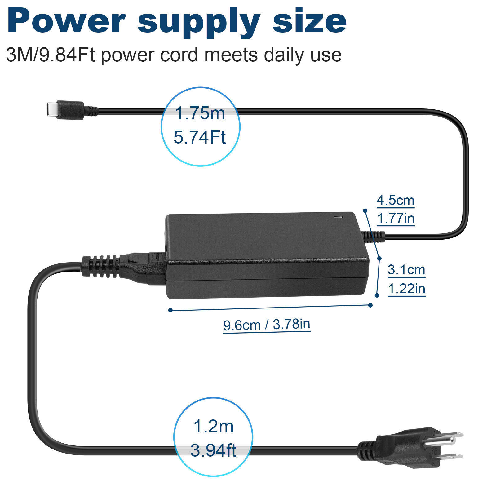 AC Adapter For Dell Chromebook 3100 3100 2 in 1 Type USB-C Charger Power Cord