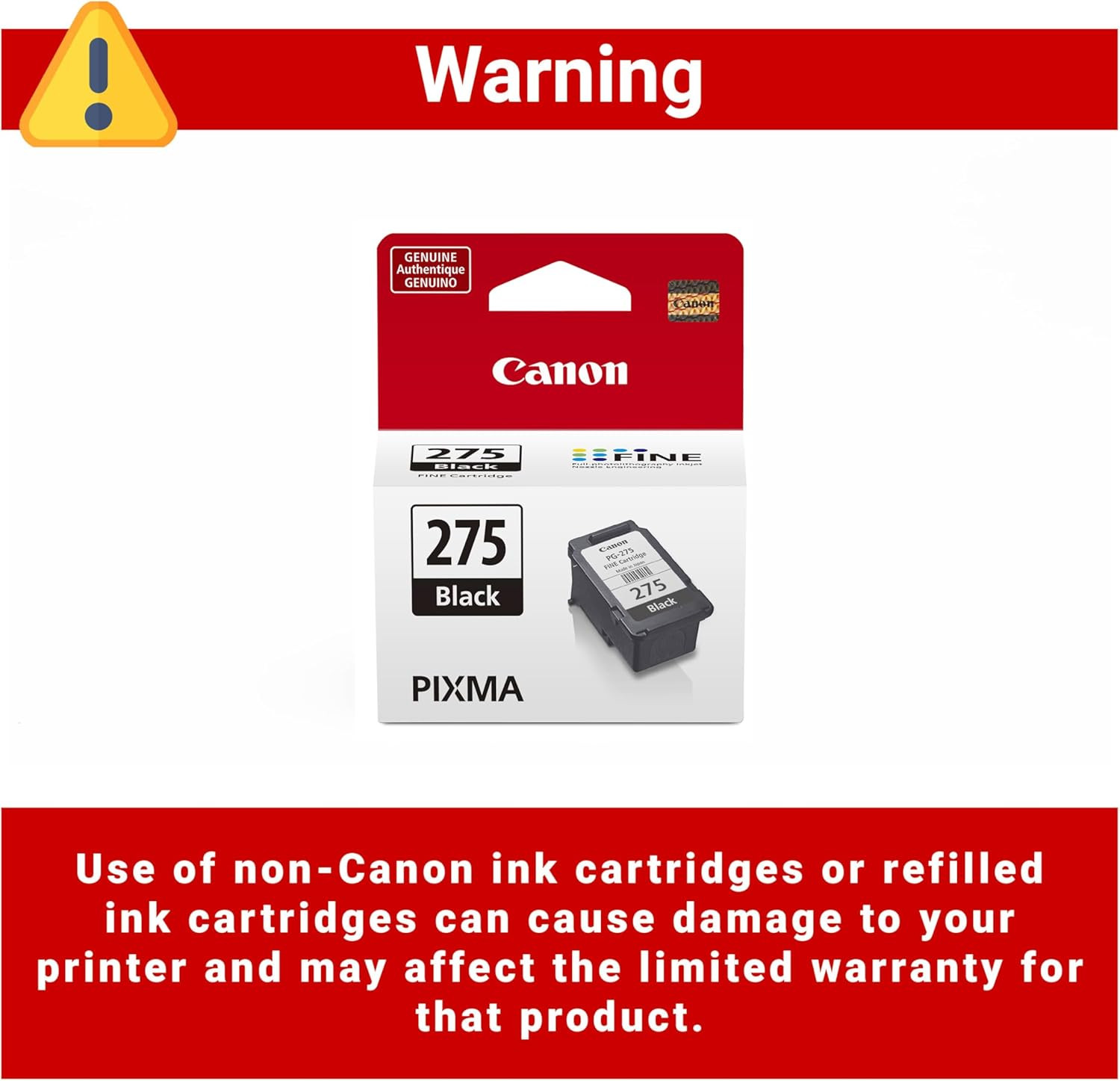Canon PG-275 Genuine Black Ink Cartridge, Compatible with TS3520/3522, TR4720/47