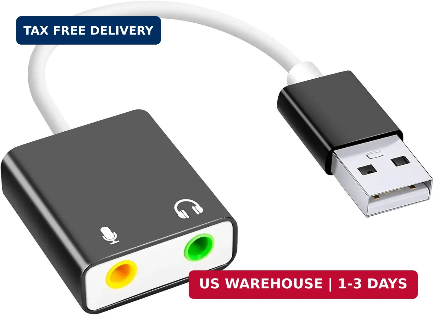 USB Audio Adapter External Sound Card for PC Laptop USB to 3.5mm Aux Mic Jack