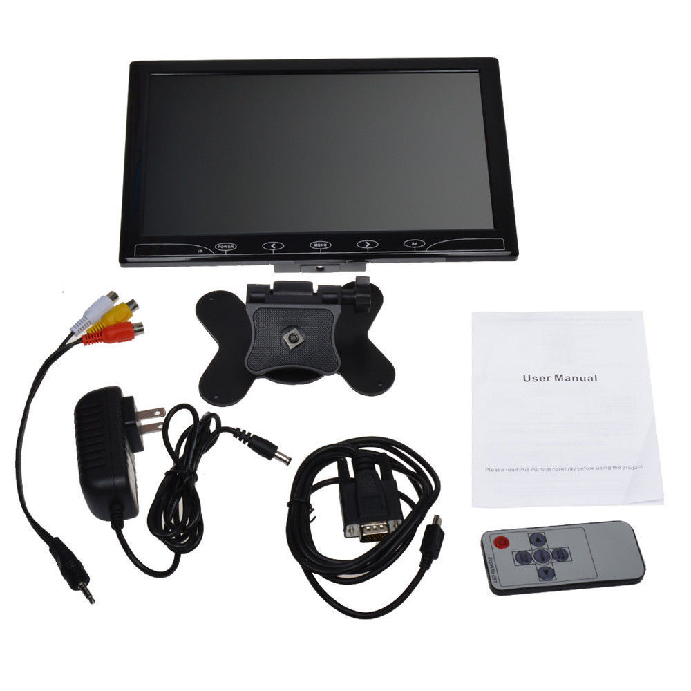 Portable Monitor 10 inch LCD Display Screen with AV VGA HDMI Input for DSLR PC