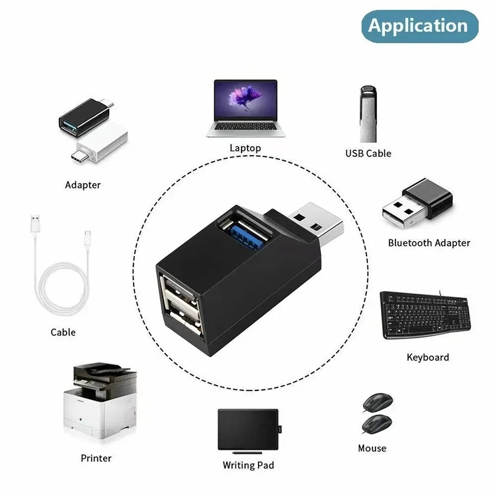 3 Port USB 3.0 Hub Portable High Speed Splitter Box For PC Notebook Laptop lot