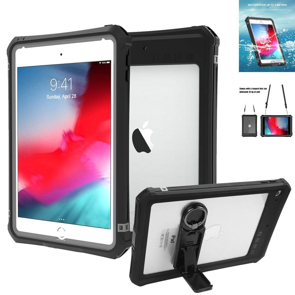 Waterproof Case For iPad mini 4 5th Generation Shockproof Heavy Duty Stand Cover