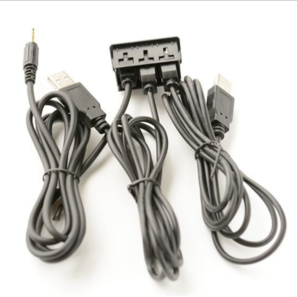Dash AUX Flush Panel Mount Extension Cable Adapter 2 USB Port For Car Truck SUV