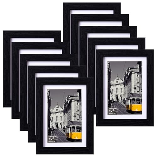 Picture Frames Set of 10 with Clear Acrylic Cover, Tabletop 5×7 Black 10 Pack