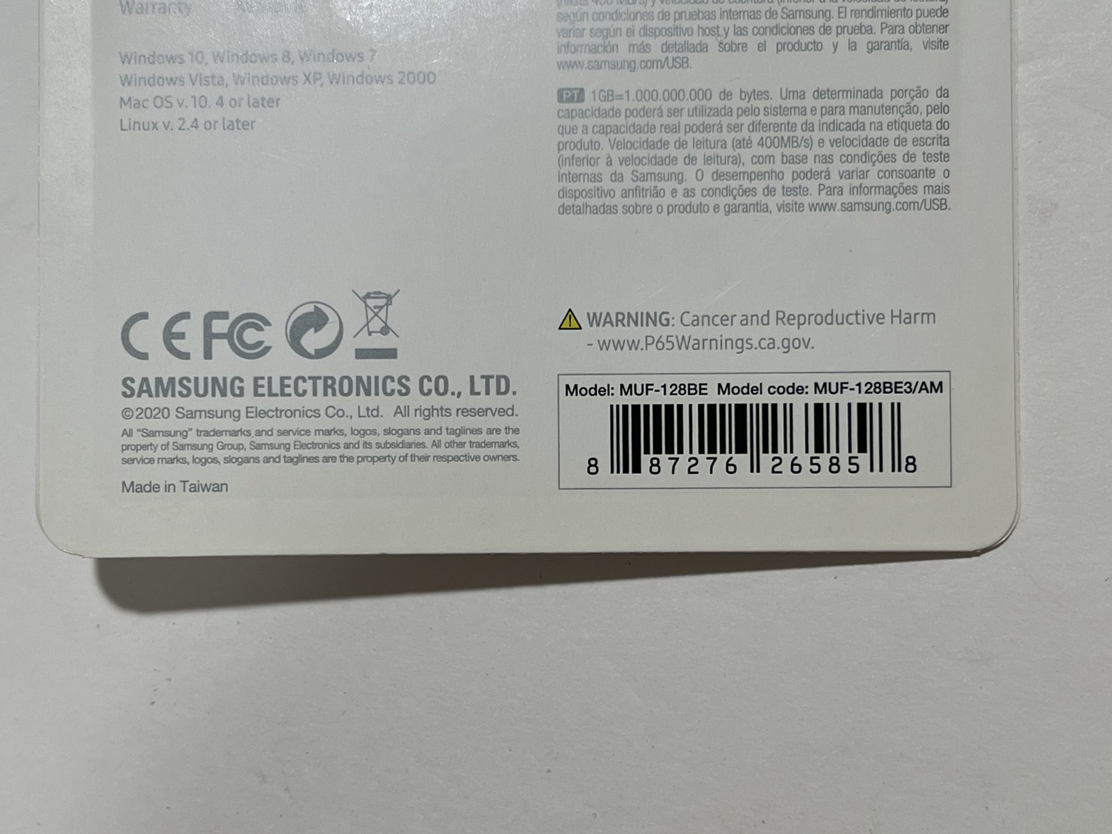 New Samsung BAR Plus 128GB USB 3.1 Flash Drive Champagne Silver MUF-128BE3/AM