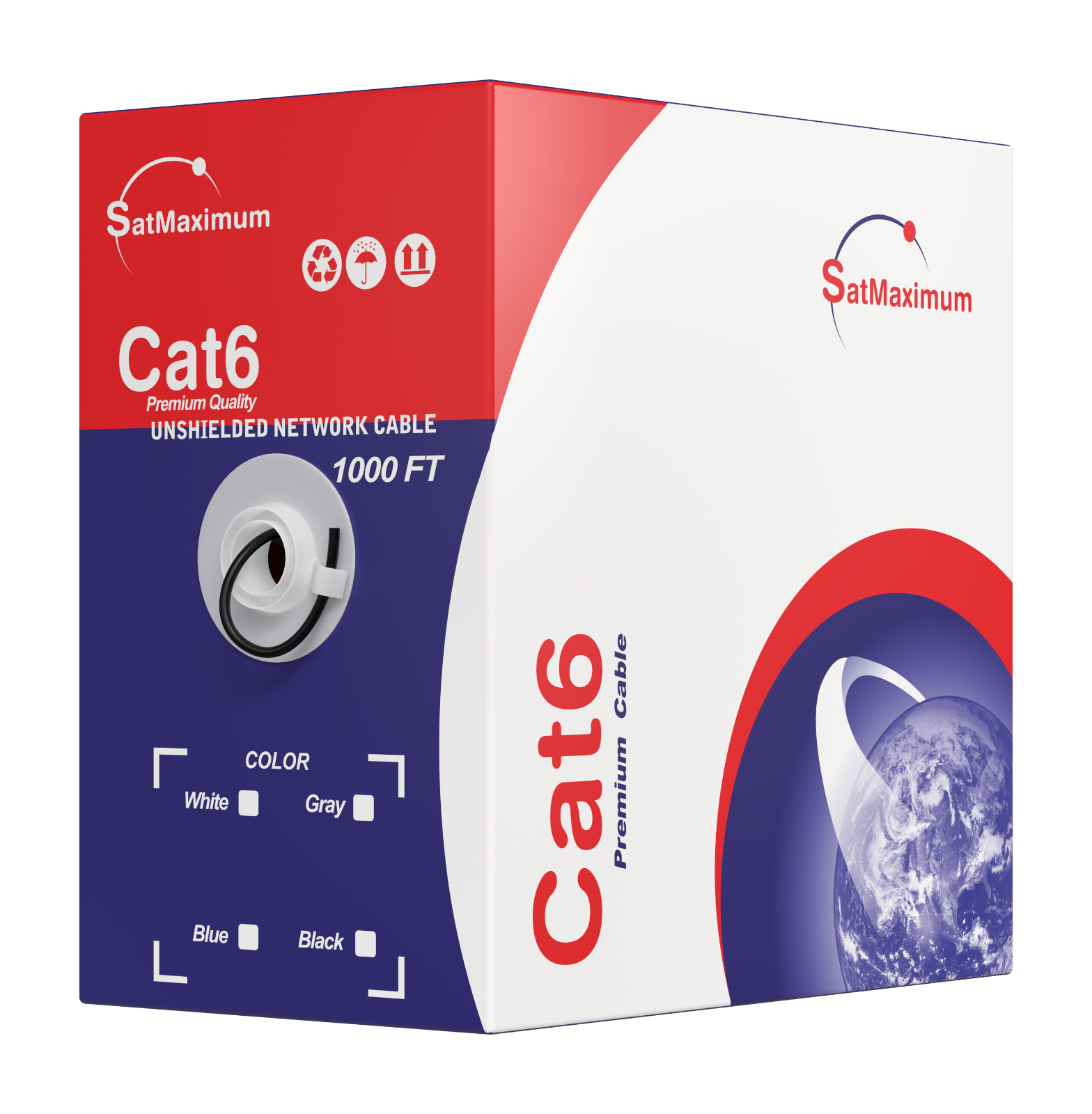 Satmaximum Cat6 1000ft Black Ethernet Cable Pull Box