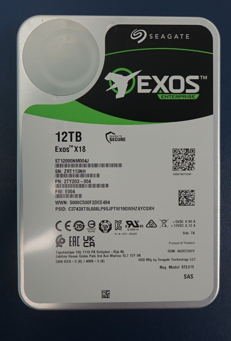 *NEW* P/N: ST12000NM004J 12TB EXOS TM X18 256 MB SEAGATE HARD DRIVE HDD