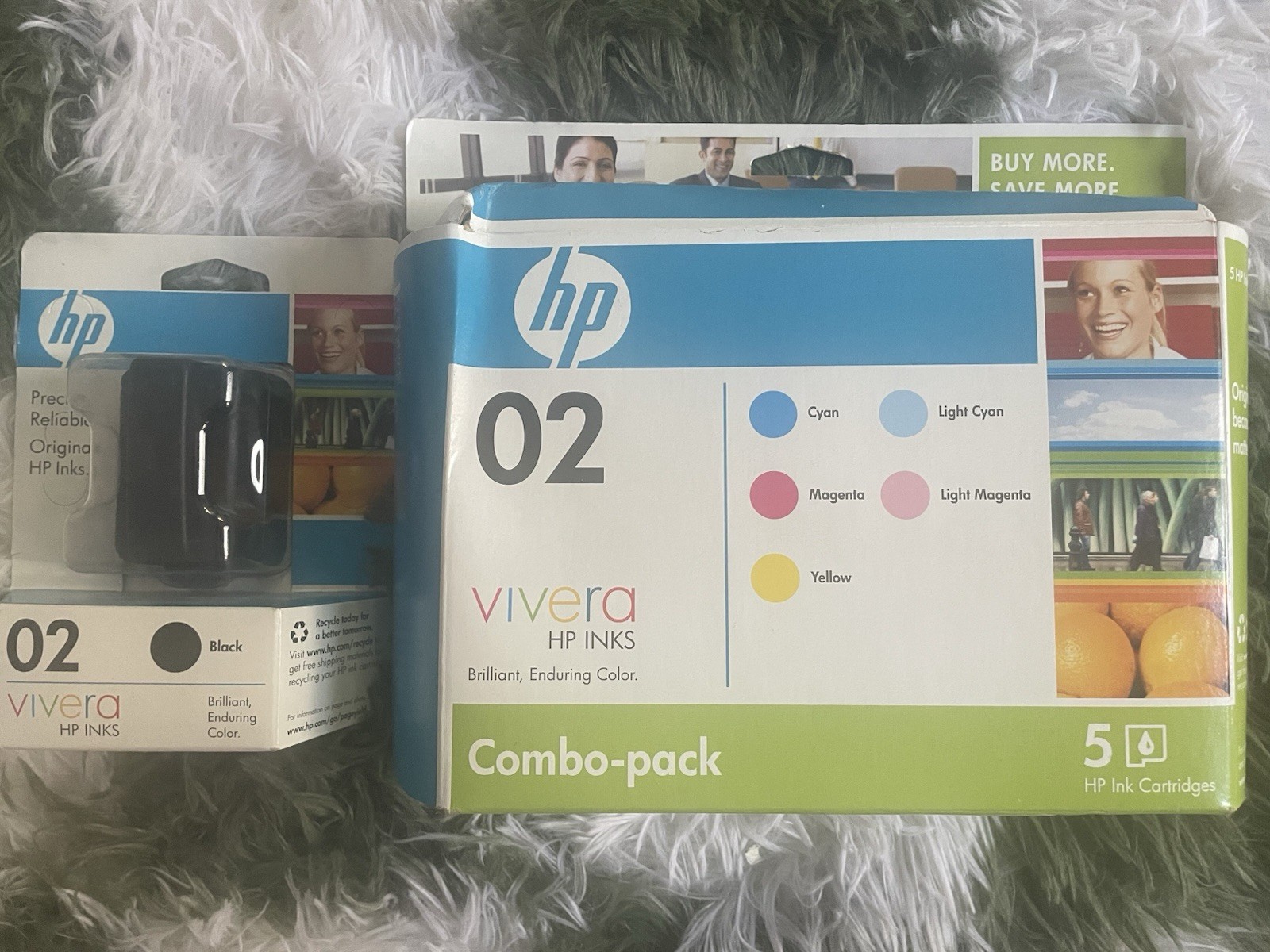 Combo Pack/black HP 02 OEM Genuine HP Ink Cartridges New in Box Exp 3/2009