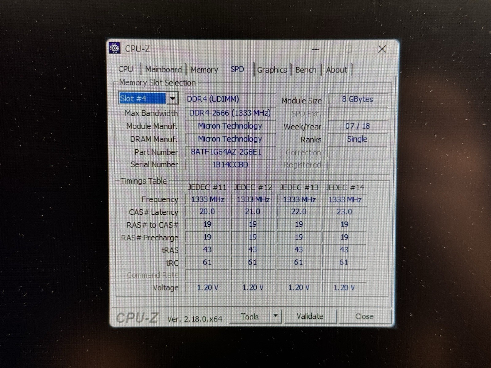 MICRON 8GB 1RX8 PC4-2666V -UA2-11 Desktop RAM DDR4 MTA8ATF1G64AZ-2G6E1 – TESTED