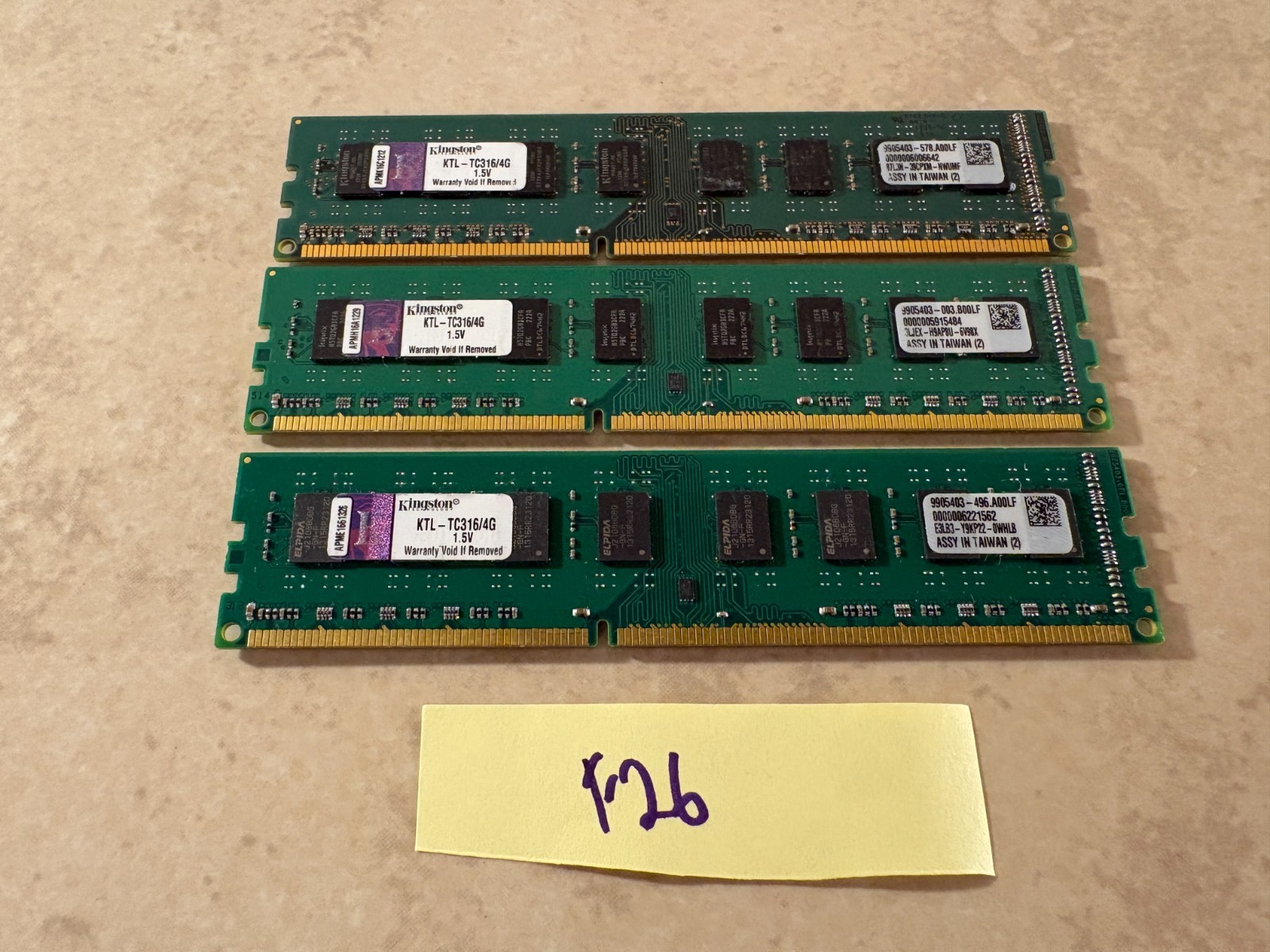 12GB (3x4GB) Kingston KTL-TC316/4G DDR3 1600MHz 1.5V RAM Kit Desktop Memory