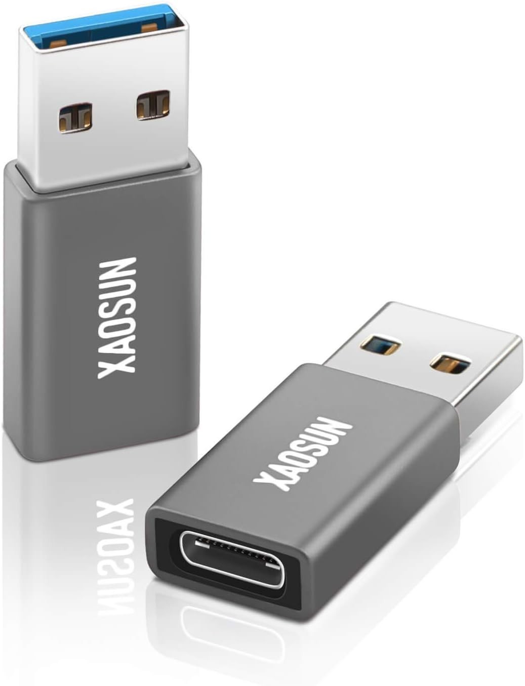 XAOSUN [10Gbps] USB C Female to USB Male Adapter (2-Pack), 3.1USB A to C Adapter