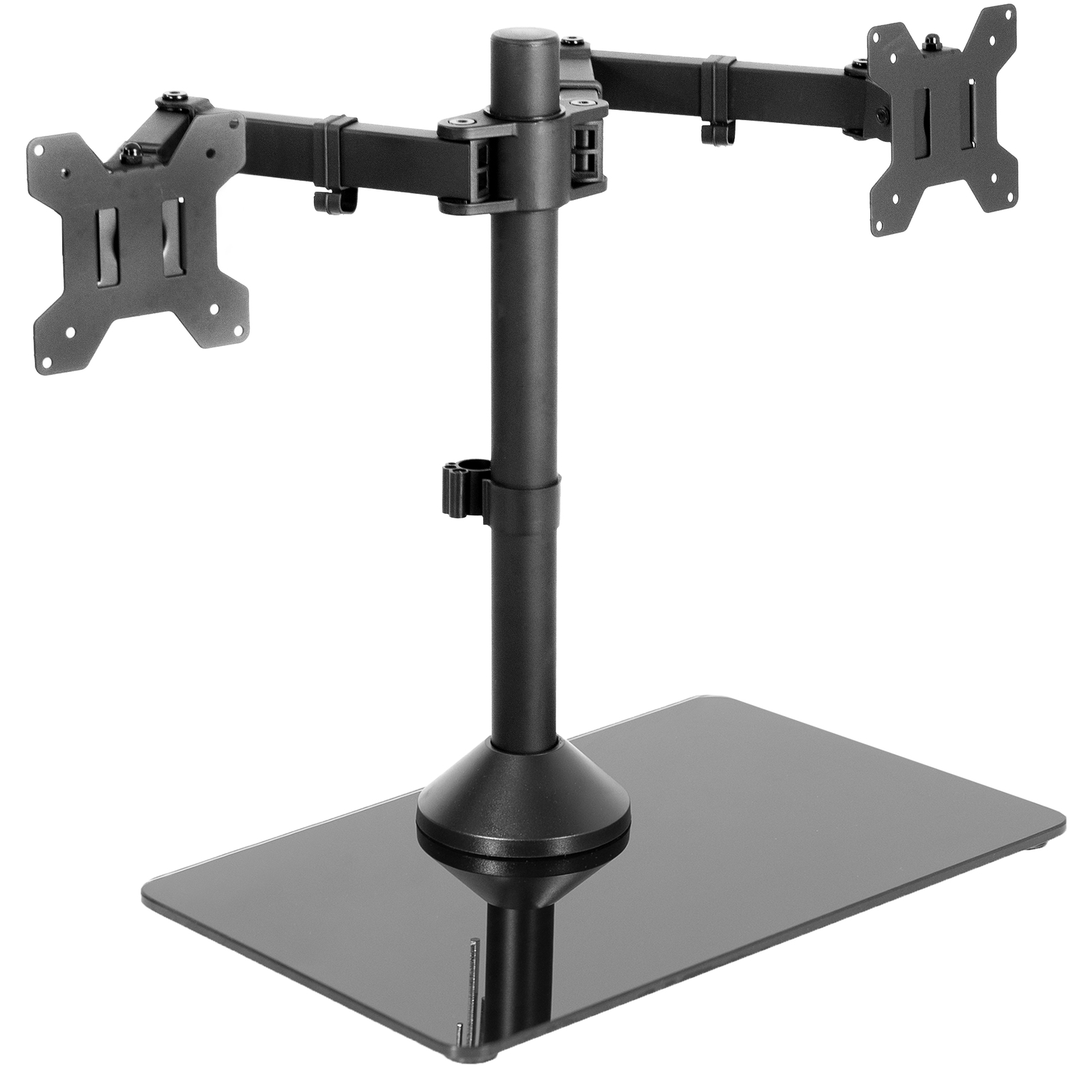 VIVO Dual Monitor Adjustable Mount w/ Glass Base Stand for 2 Screens up to 32″