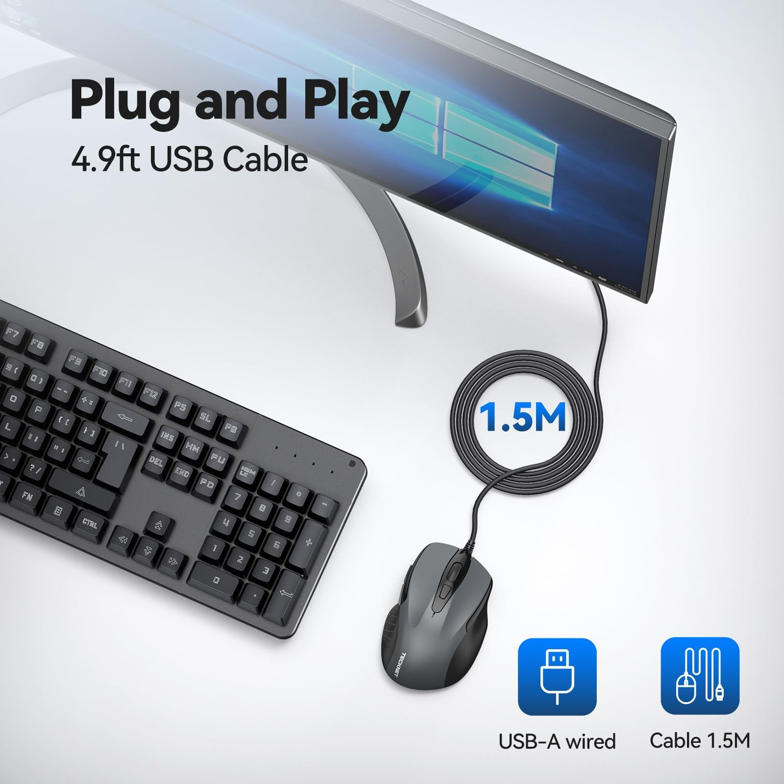 USB Wired Mouse, 6-Button Corded Computer Mouse with 4 Adjustable DPI, Optica…