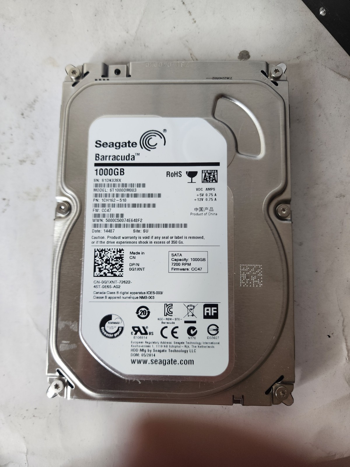 Seagate ST1000DM003 1CH162-510 1.0TB Desktop Hard Drive TESTED