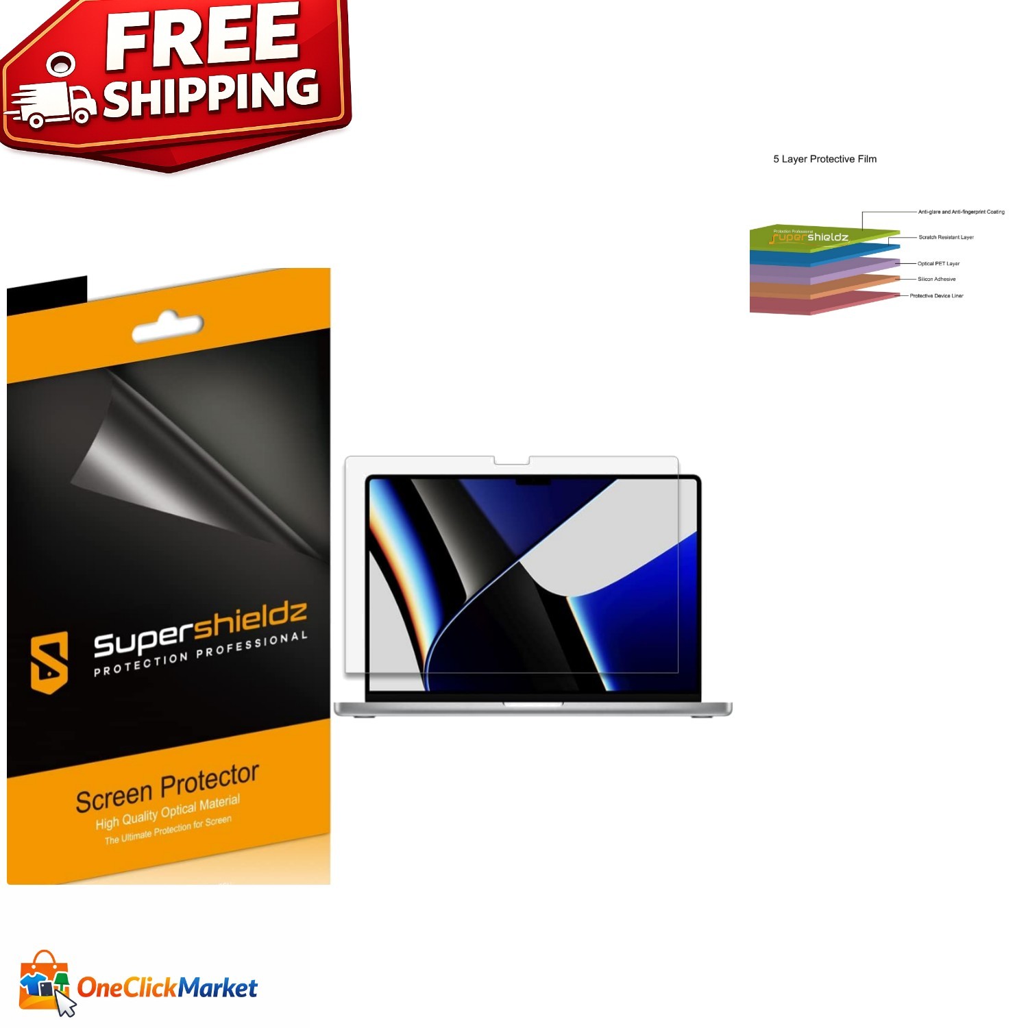 3 Pack Anti-Fingerprint Matte Screen Protectors for 16″ MacBook Pro (2021-2024)