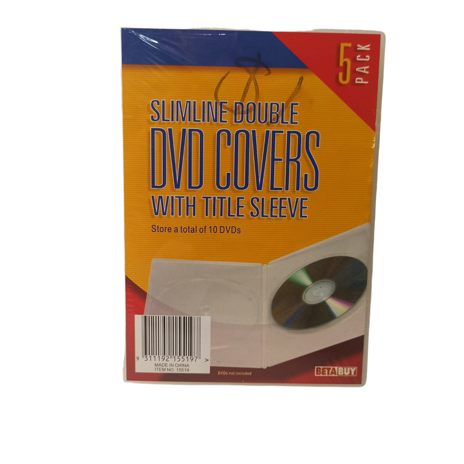 Slimline DVD CD Disc Movie (5) Clear Plastic Double Covers Title Sleeve BetaBuy
