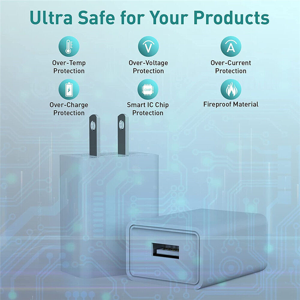 USB Wall Charger Block Fast Charging Cable For iPhone 14 13 12 11 XR XS SE 8 7 6