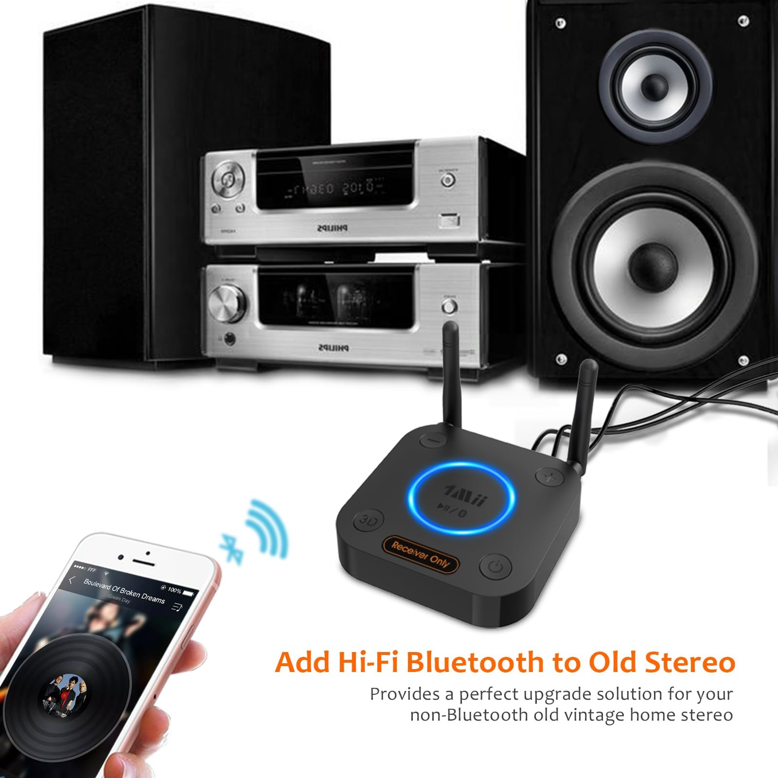 [Upgraded] 1Mii B06Pro Long Range Bluetooth Receiver, HiFi Black