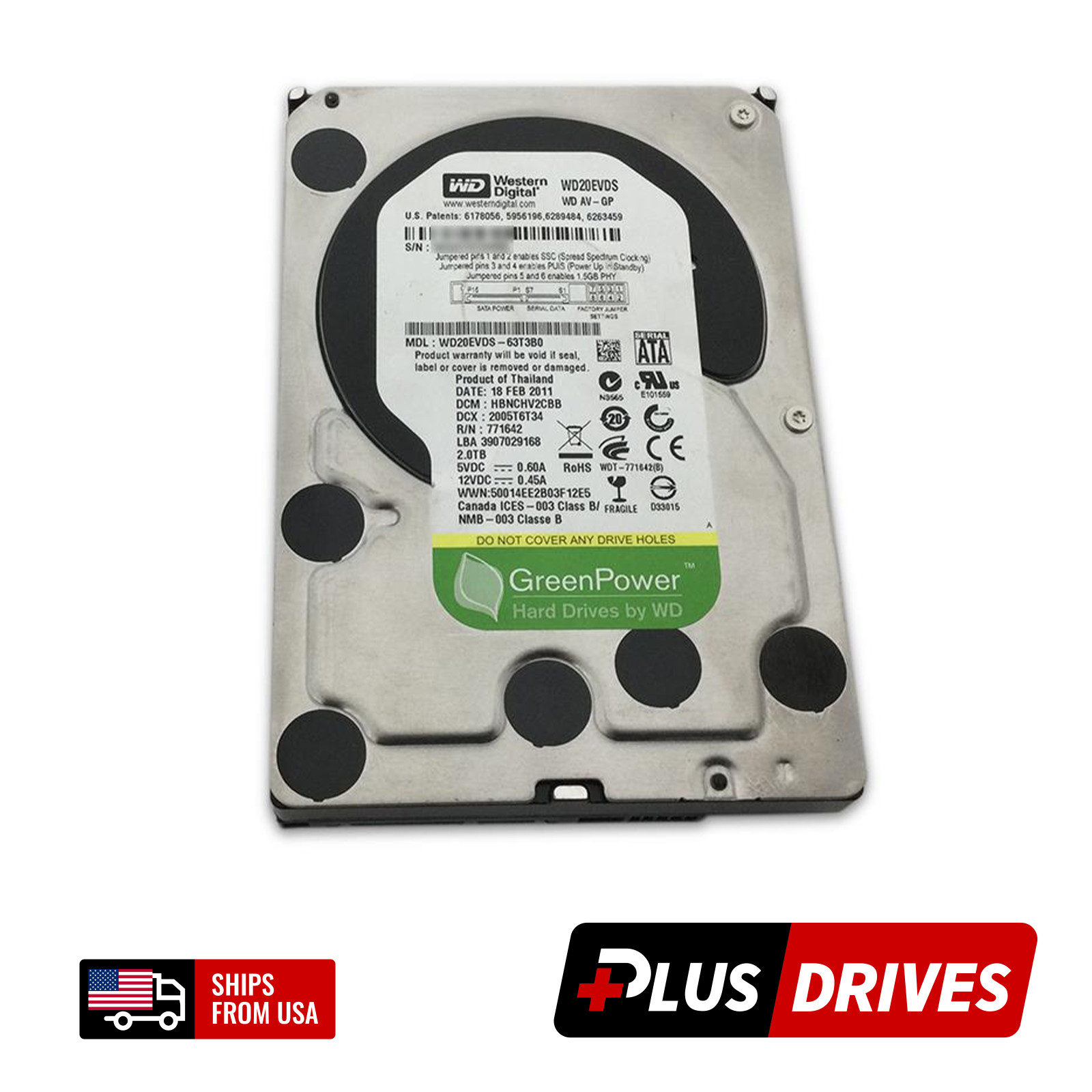 2TB SATA Western Digital WD AV-GP 3.5″ CMR Enterprise Hard Drive 3Gbps 5.4K RPM