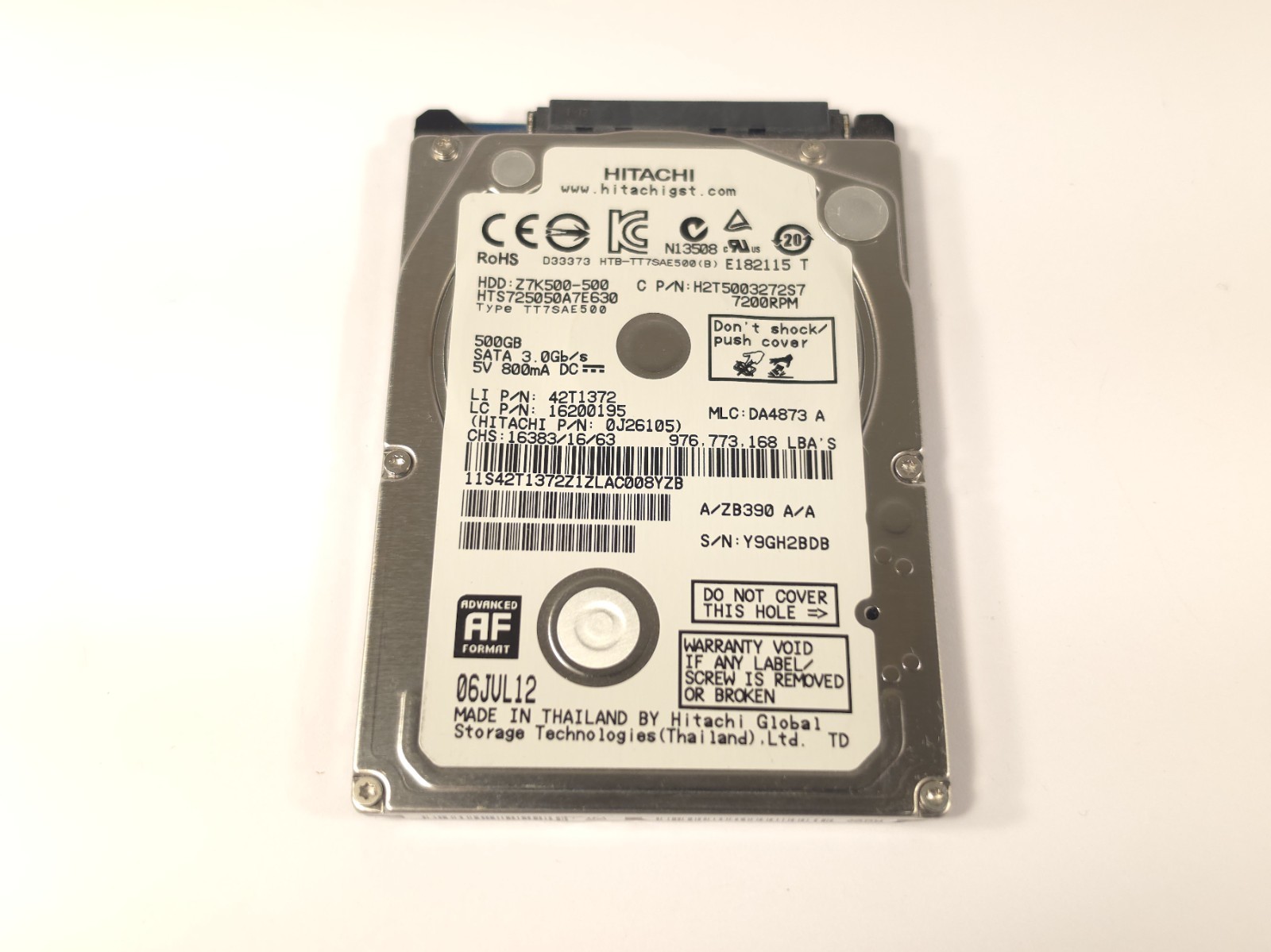 Hitachi Z7K500-500 HTS725050A7E630 500 GB 2.5″ SATA II Laptop Hard Drive
