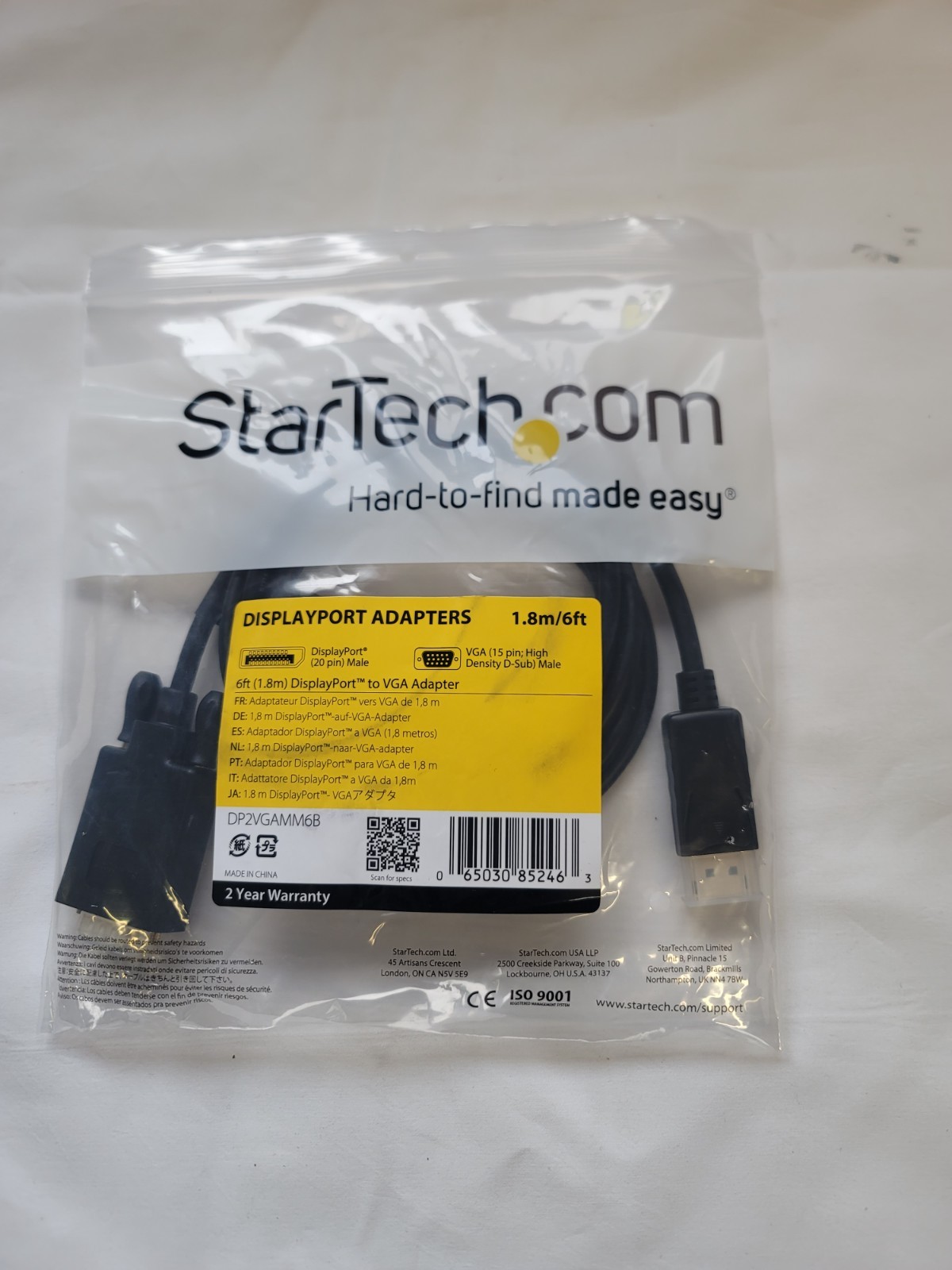 StarTech.com DP to VGA Adapter Converter Black 6′ DP2VGAMM6B 6 Foot StarTech